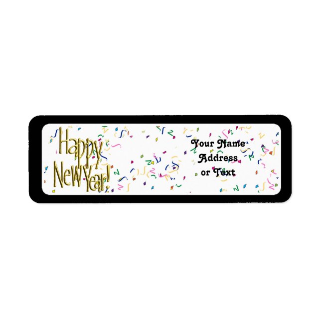 Étiquette Bonne Année - Texte doré sur confettis blancs (Devant)