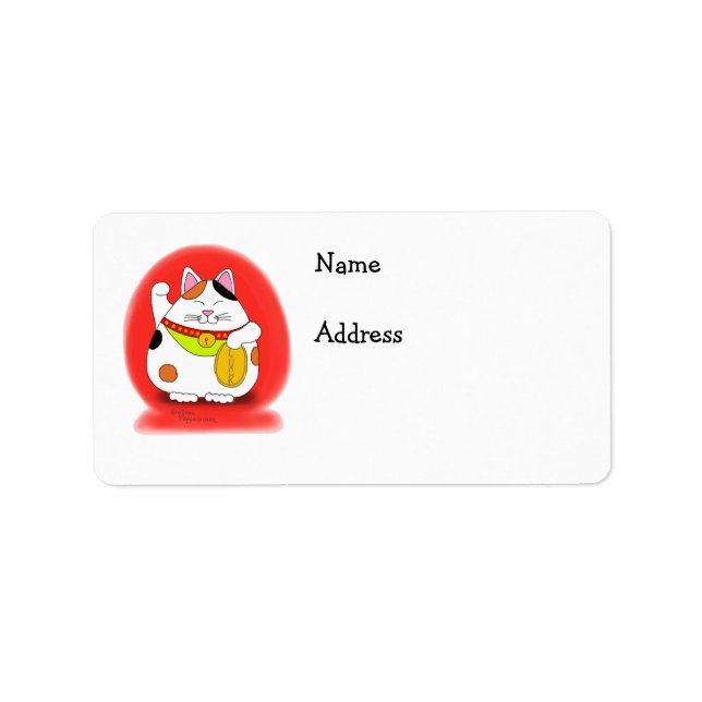 Étiquette Bonne chance Maneki Neko (Devant)