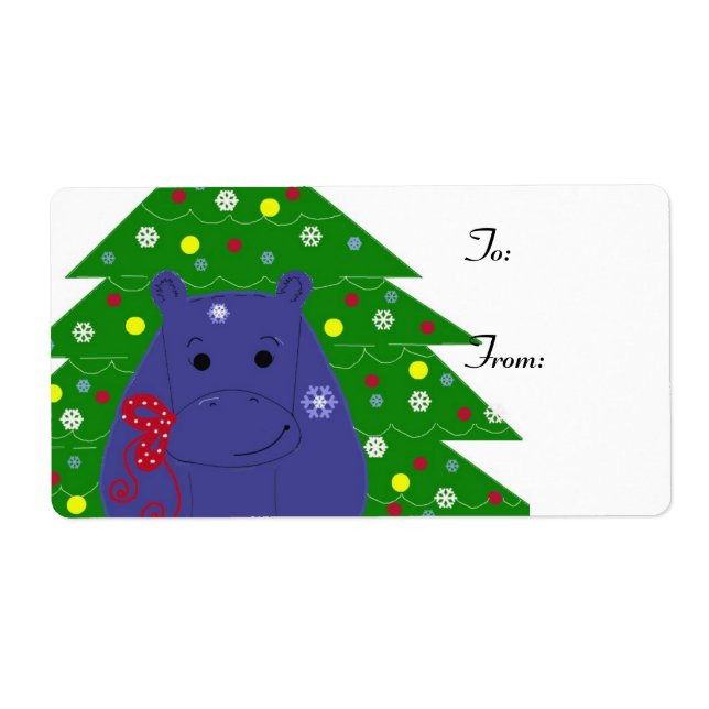 Étiquette Bonne conception hippo de Noël (Devant)