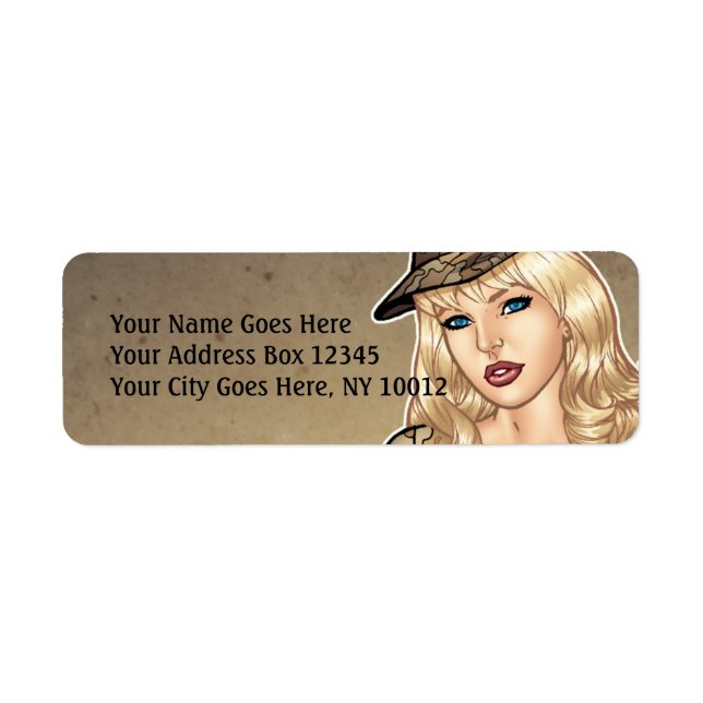 Étiquette Bonne fille avec une brosse à pistolet par Al Rio (Devant)