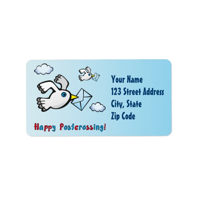 Étiquette Bonne traversée postale ! - Poste de pigeon. (Devant)