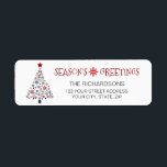 Étiquette Bonnes Fêtes Star Christmas Tree Adresse<br><div class="desc">Bonnes Fêtes étoile Noël arbre rouge gris étiquette de adresse. Customisez-le avec votre nom et votre texte.</div>