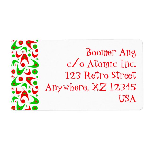 Étiquette Boomerangs de Noël rétro (Devant)