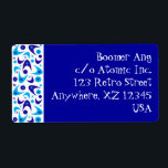 Étiquette Boomerangs rétro<br><div class="desc">Retro Hanoukka blue boomerangs grande adresse étiquettes d'expédition. Vous pouvez customiser la couleur et le texte de l'Arrière - plan.</div>