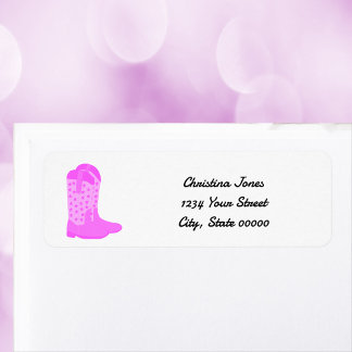 Étiquette Boots Cowboy Stars Rose Personnaliser Adresse de r