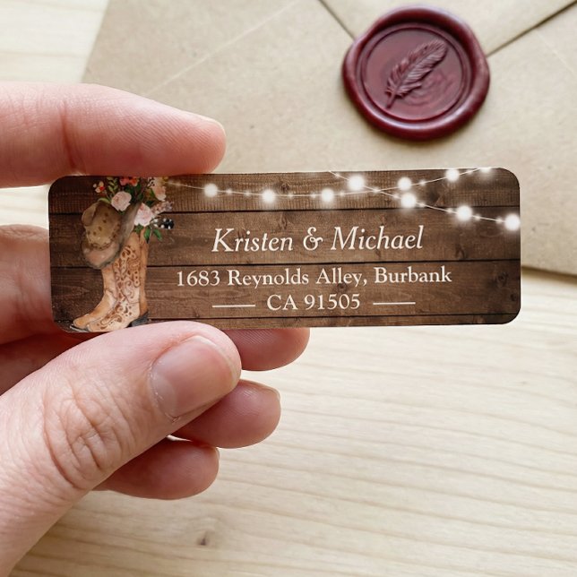 Étiquette Boots Floraux Rustiques Pays (Créateur téléchargé)