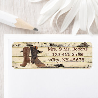 Étiquette Boots rustiques Cowboy mariage campagnard de l'Oue