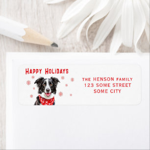 Étiquette Border Collie foulard rouge à coeur Adresse de ret