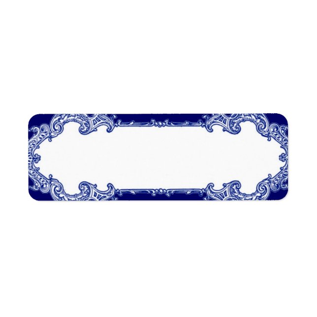 Étiquette Bordure baroque bleue (Devant)