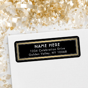 Étiquette Bordure classique Black Gold et White Adresse de r