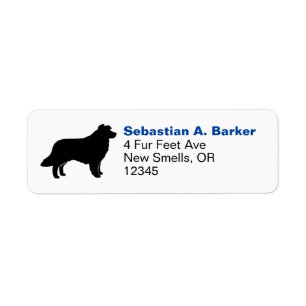 Étiquette Bordure Collie Chien race Silhouette Adresse de re