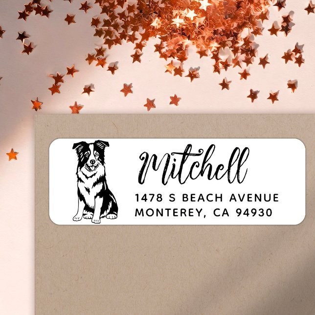 Étiquette Bordure Collie Propriétaire Adresse de retour Chie (Créateur téléchargé)