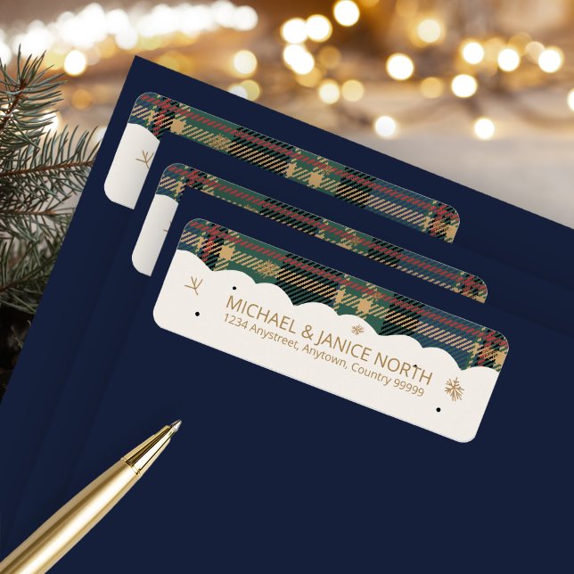 Étiquette Bordure de Noël à carreaux ID1141B (Créateur téléchargé)