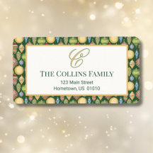 Bordure de Noël verte élégante avec monogramme d'a