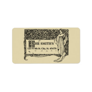 Étiquette Bordure de Rose Vintage Art nouveau Bush