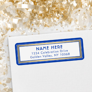 Étiquette Bordure moderne Royal Blue et Gold Adresse de reto