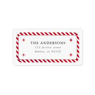 Étiquette Bordure rouge et étoiles Adresse de Noël