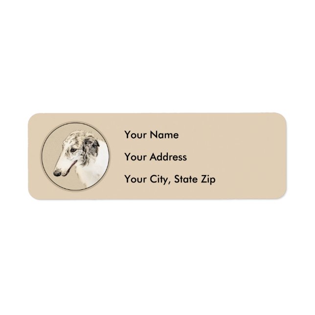 Étiquette Borzoi (Argent Brindle) Peinture Chien Art origina (Devant)