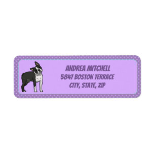 Étiquette Boston Terrier avec les empreintes de pattes