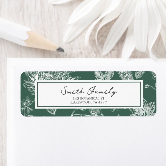 Étiquette Botanical Christmas Return Address Label (En situation)