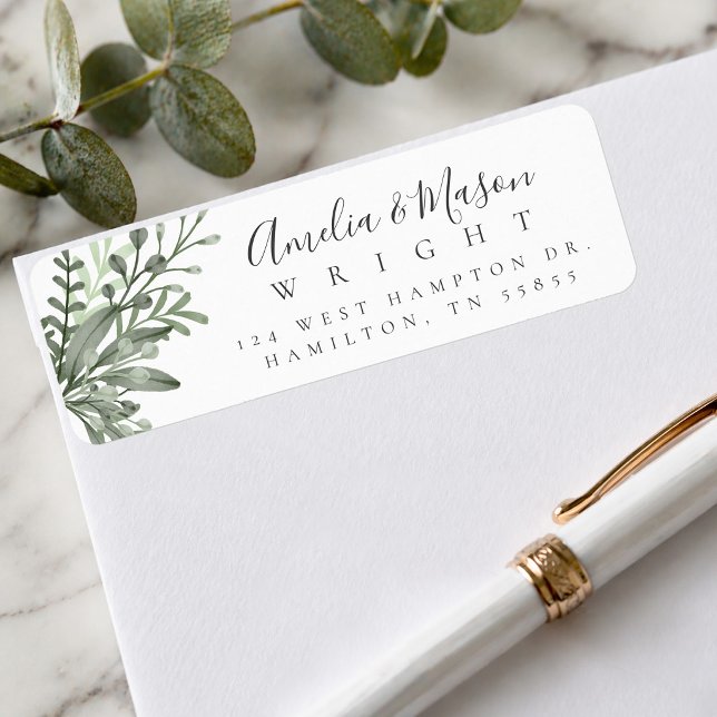 Étiquette Botanical Foliage Wedding  Return Address (Botanical Foliage Wedding Return Address Label)