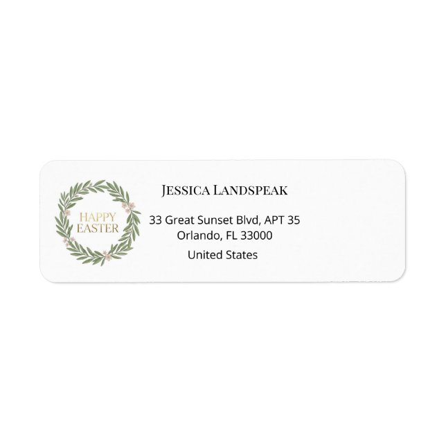 Étiquette Botanical Gold Wreath & Floral Easter (Devant)