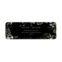 Botanical Greenery Black Gold Adresse de retour La