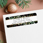 Étiquette Botanical Greenery Christmas Black Return Adresse<br><div class="desc">Cette étiquette d'adresse de retour comporte des baies peintes d'aquarelle rouge,  branches de pin,  eucalyptus,  feuilles verts avec bandes d'or. Pour une personnalisation plus avancée de cette conception,  cliquez sur le lien "Customiser plus loin". Des articles correspondants sont également disponibles.</div>