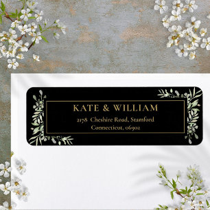 Étiquette Botanical Greenery Watercolor Feuilles Adresse