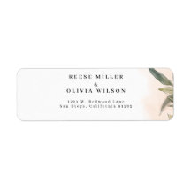 Botanical Watercolor Wedding Address Return Label 