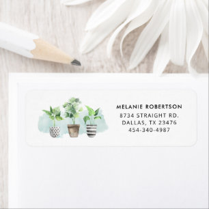 Étiquette Botanique Chic Aquarelle Plantes pointillés Retour