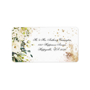 Étiquette Botanique Floral Rustique Blanc Mariage Retour Éti