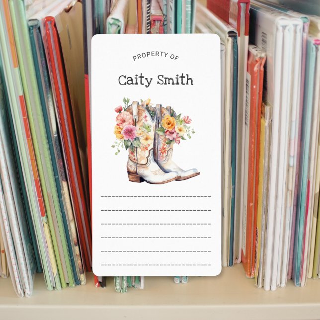 Étiquette Bottes blanches avec fleurs propriété de (Créateur téléchargé)