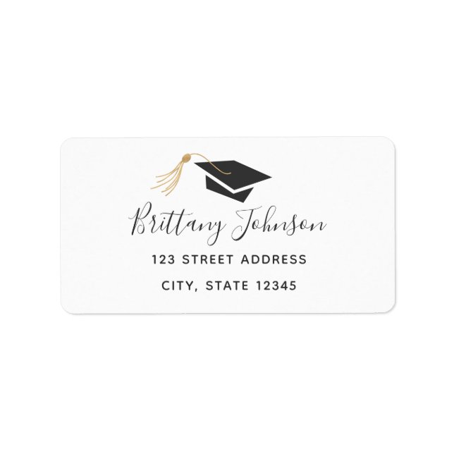 Étiquette Bouchon de diplôme Gold Foil Tassel Adresse (Devant)