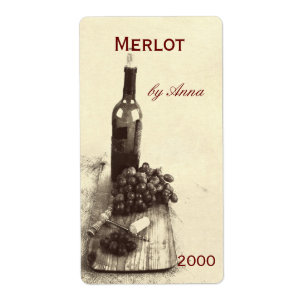 Étiquette bouchons, tire-bouchon et bouteille de vin de rais