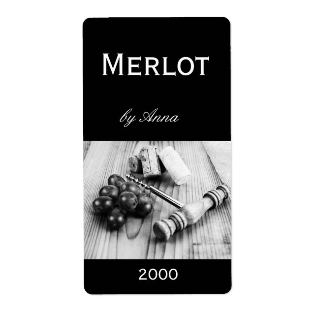 Étiquette bouchons, tire-bouchon et bouteille de vin de rais (Devant)