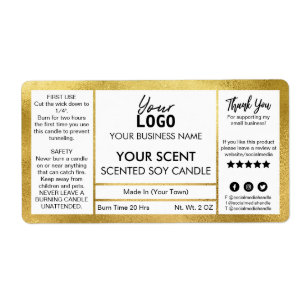 Étiquette Bougie de soja parfumée à huile d'or classique
