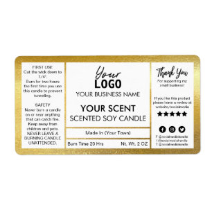 Étiquette Bougie de soja parfumée de peinture dorée chatoyan