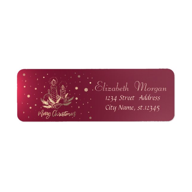 Étiquette Bougie d'or, Boules, Branches d'arbre des pins Sno (Devant)