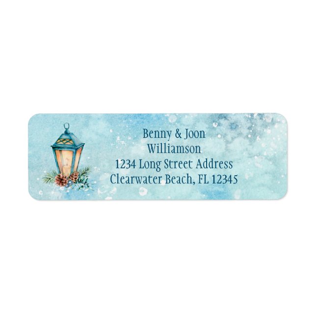 Étiquette Bougie en ivoire de Lanterne Bleue avec Pinecones  (Devant)