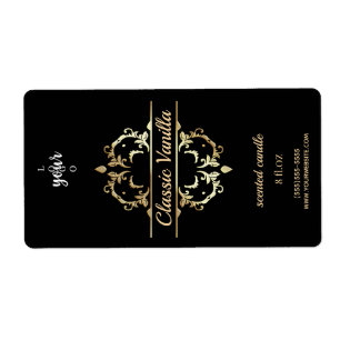 Étiquette Bougie parfumée verticale à cadre doré de luxe