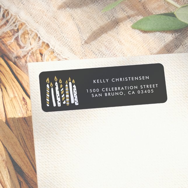 Étiquette Bougies Parties scintillant or Anniversaire Adress (Créateur téléchargé)