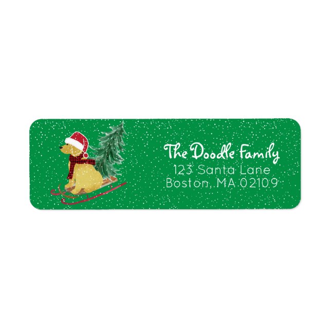 Étiquette Boule de Noël Goldendoodle personnalisée (Devant)