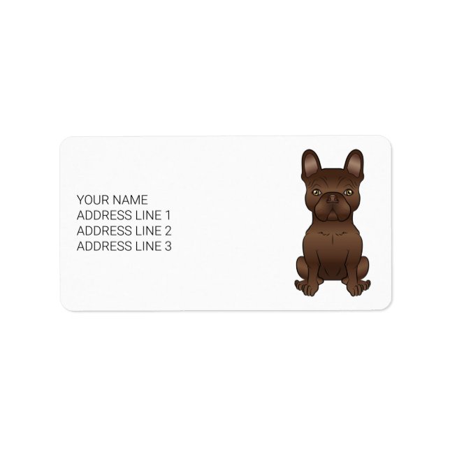 Étiquette Bouledogue français au chocolat / Chien Frenchie & (Devant)