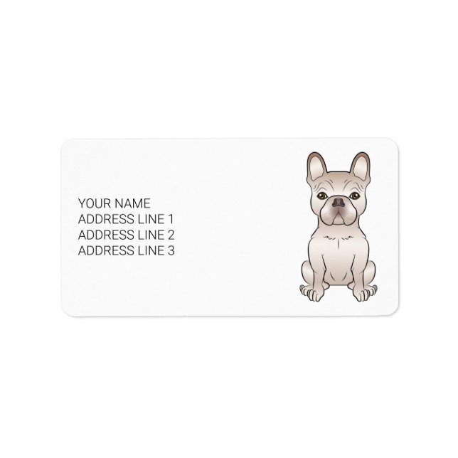 Étiquette Bouledogue Français crème / Chien Frenchie & Texte (Devant)