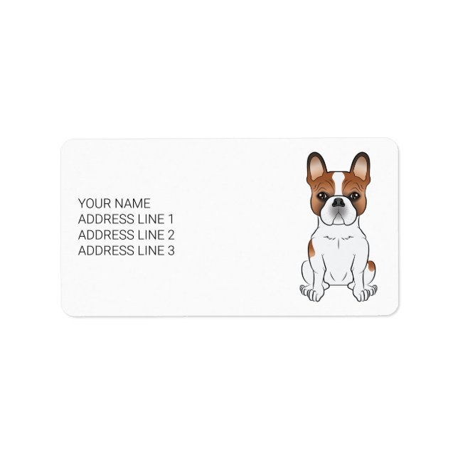 Étiquette Bouledogue français pie rouge mignon Chien de dess (Devant)