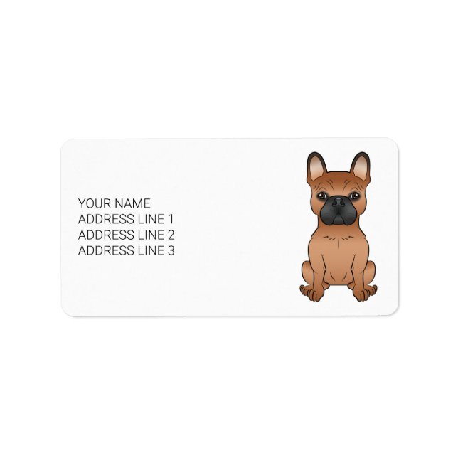 Étiquette Bouledogue Français Rouge / Dessin Animé de French (Devant)