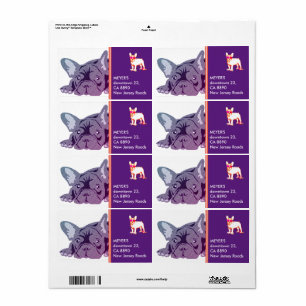 Étiquette Bouledogue français violet de lignes