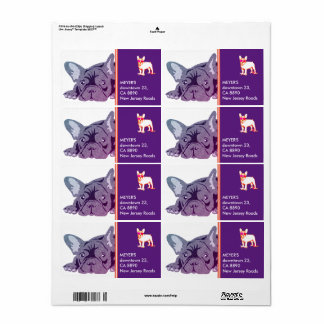 Étiquette Bouledogue français violet de lignes