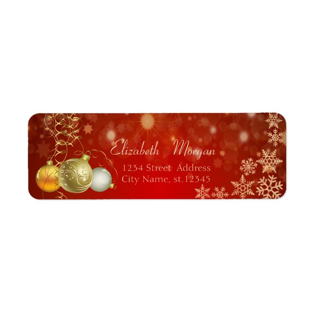 Étiquette Boules de Noël élégantes , Flocons de neige (Devant)